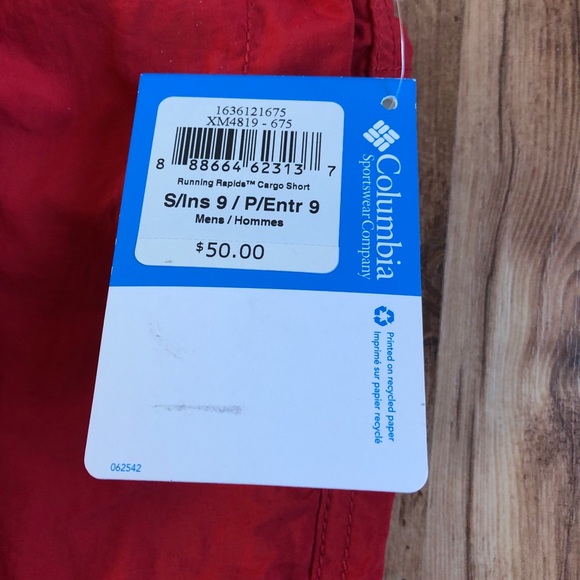 🆕 Columbia Swim Running Shorts Small Red UPF50 Men’s - Picture 6 of 16